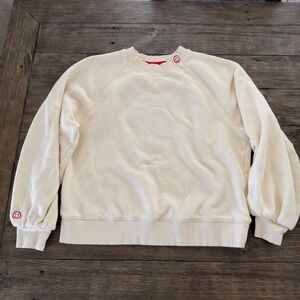 Just Madison Cream Rock N Roll Chenille Patch Raglan Sweatshirt Medium smiley